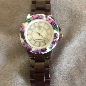 Isaac Mizrahi ceramic watch in purple and chocolate brown.  So unique!